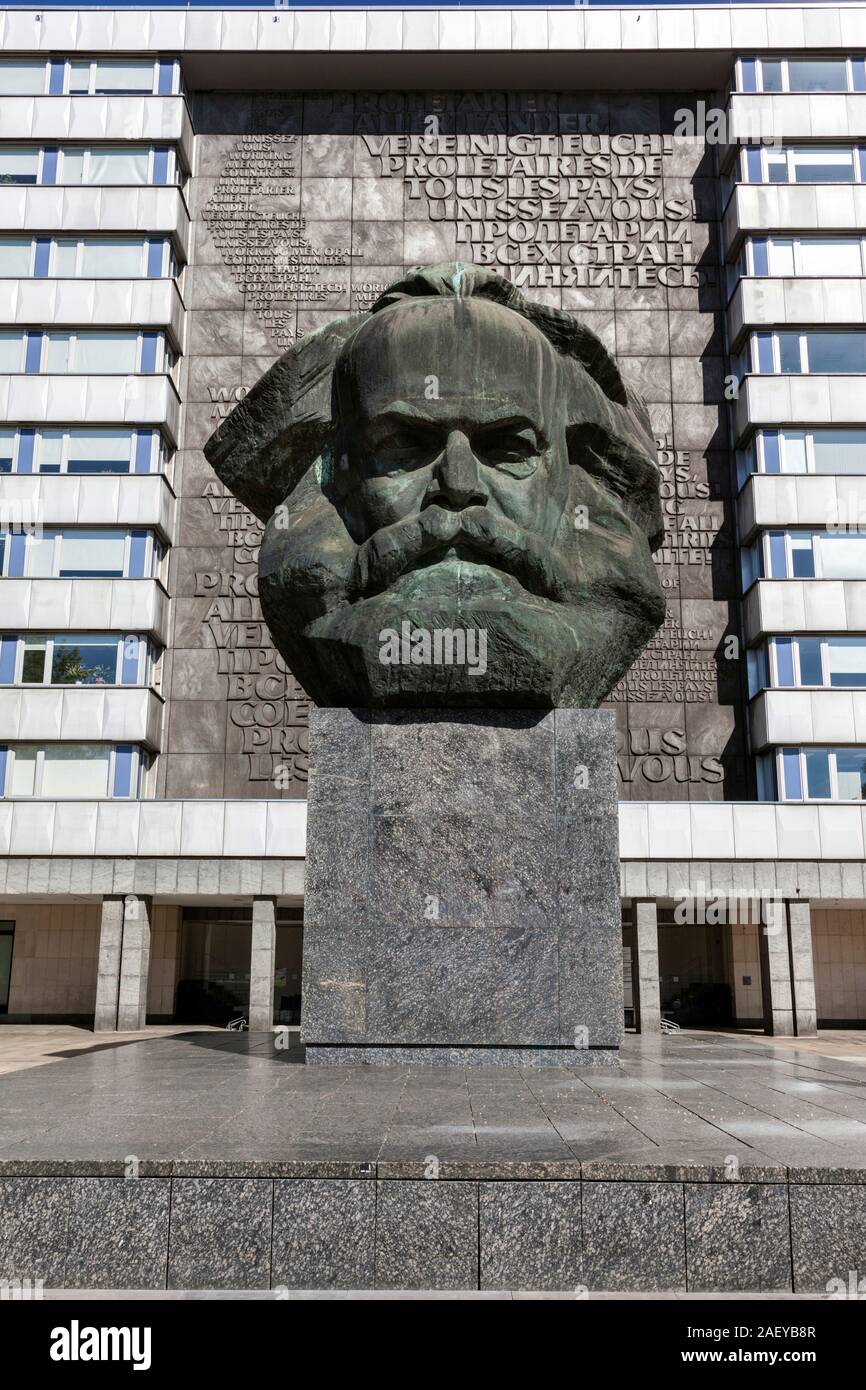 Karl Marx Monument, Chemnitz, einem der größten Porträtbüsten in der Welt Stockfoto