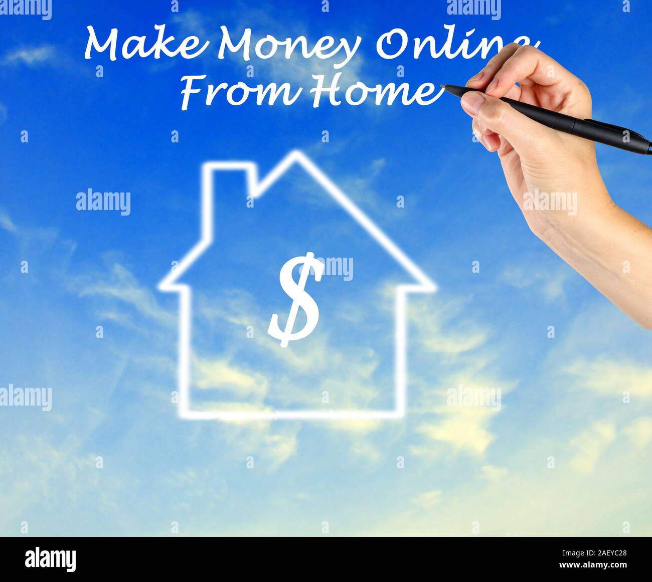 Geld online von zu Hause aus Stockfoto