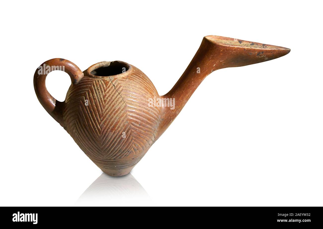 Bronzezeit Anatolischen terra cotta Seite spouted Krug mit Bill-förmige Ende - 19. bis 17. Jahrhundert v. Chr. - kltepe Kanesh - Museum für Anatolische Civilizati Stockfoto