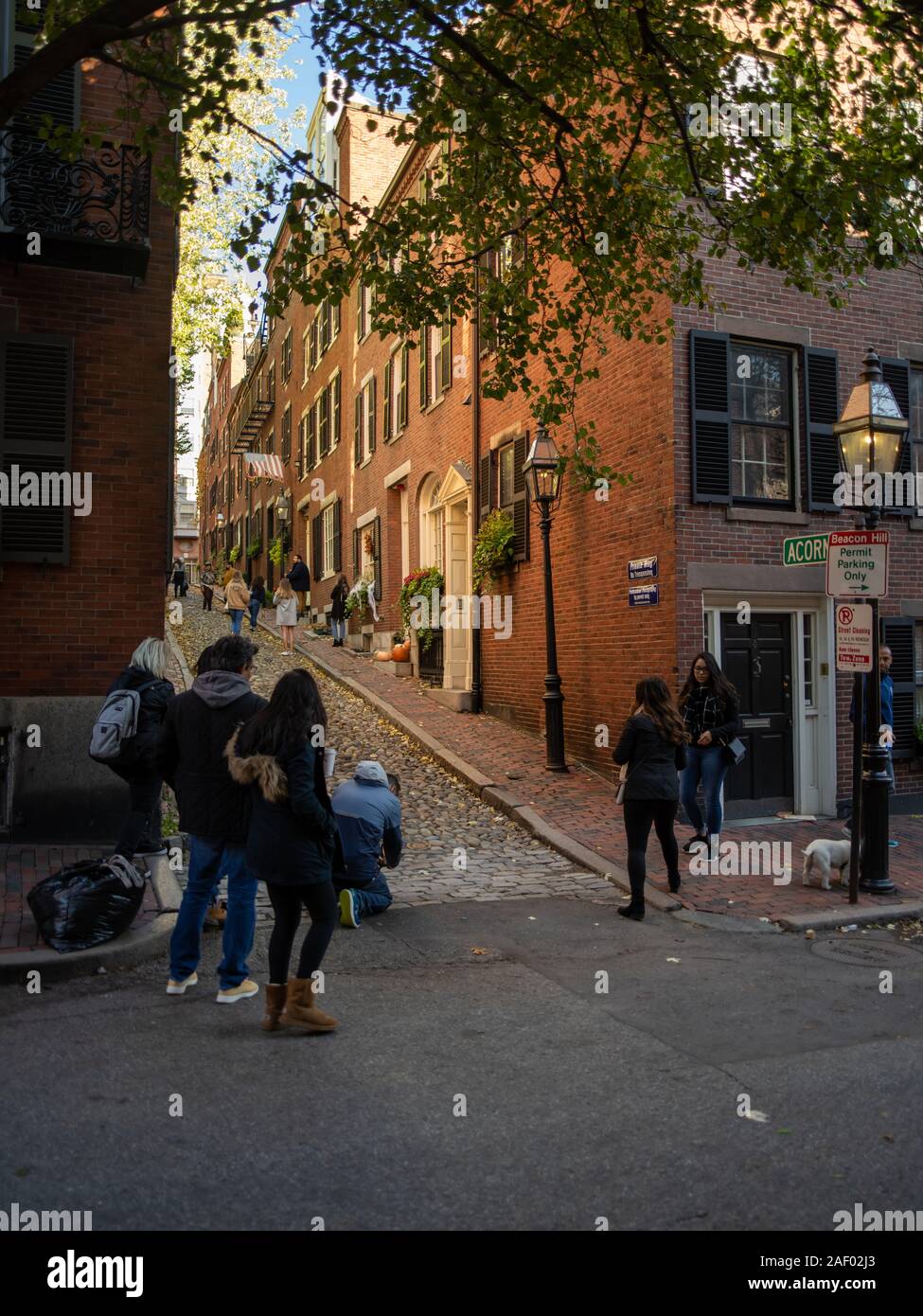 Acorn St. Boston Massachusetts mit Menschen Bilder aufnehmen Stockfoto