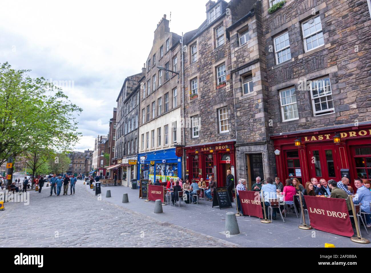 Letzten tropfen Terrasse Restaurant in Grassmarket, Market Place, Edinburgh, Schottland, Großbritannien Stockfoto