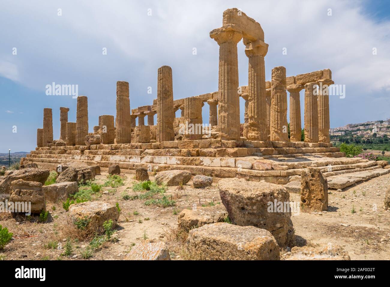 Tempel der Juno oder Hera Lacinia ist ein griechischer Tempel erbaut ca. 450 v. Chr. in der Valle dei Templi in Agrigento in Sizilien Stockfoto