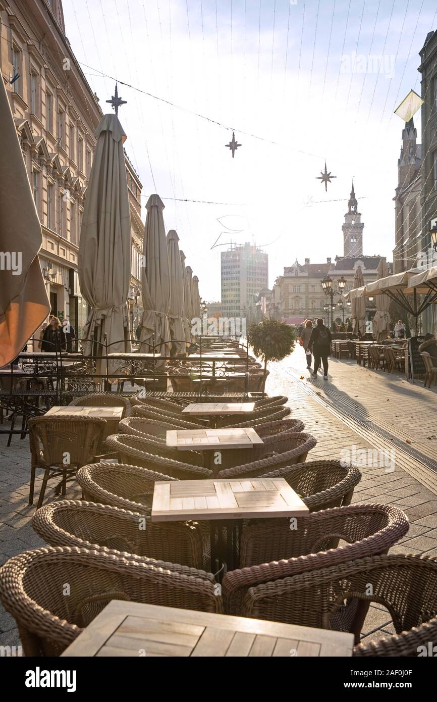 Novi Sad Serbien Fußgängerzone Stockfoto
