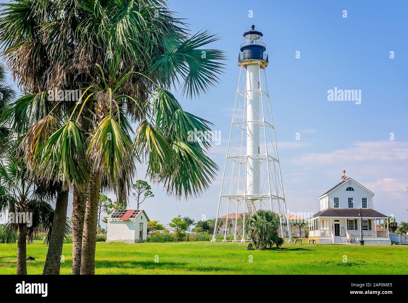 Die Cape San Blas Leuchtturm wird dargestellt, Sept. 18, 2019, in Port St. Joe, Florida. Stockfoto