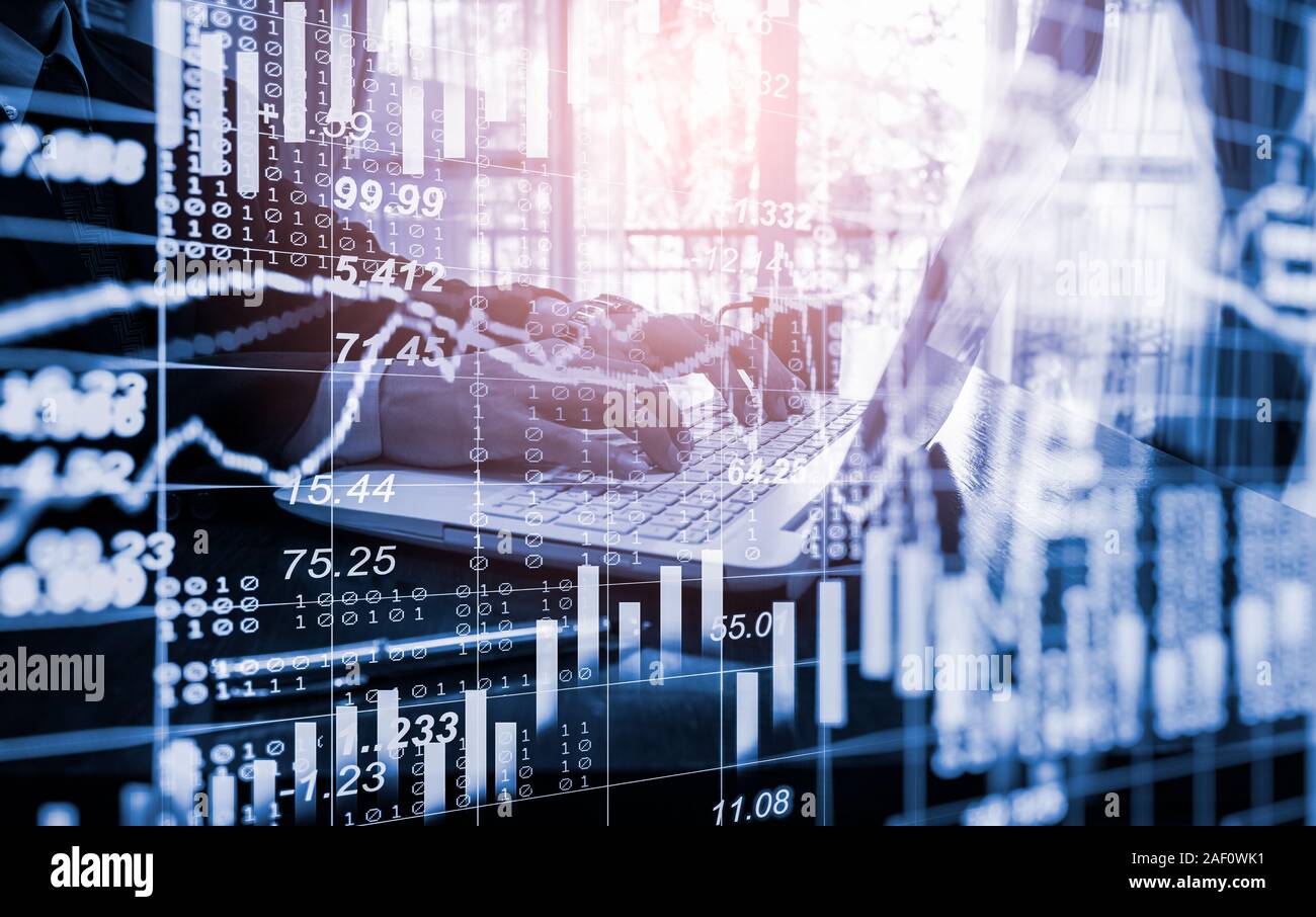 Börse oder forex trading Graph und Candlestick chart Geeignet für finanzielle Investitionen Konzept. Wirtschaft trends Hintergrund für Geschäftsidee und ein Stockfoto
