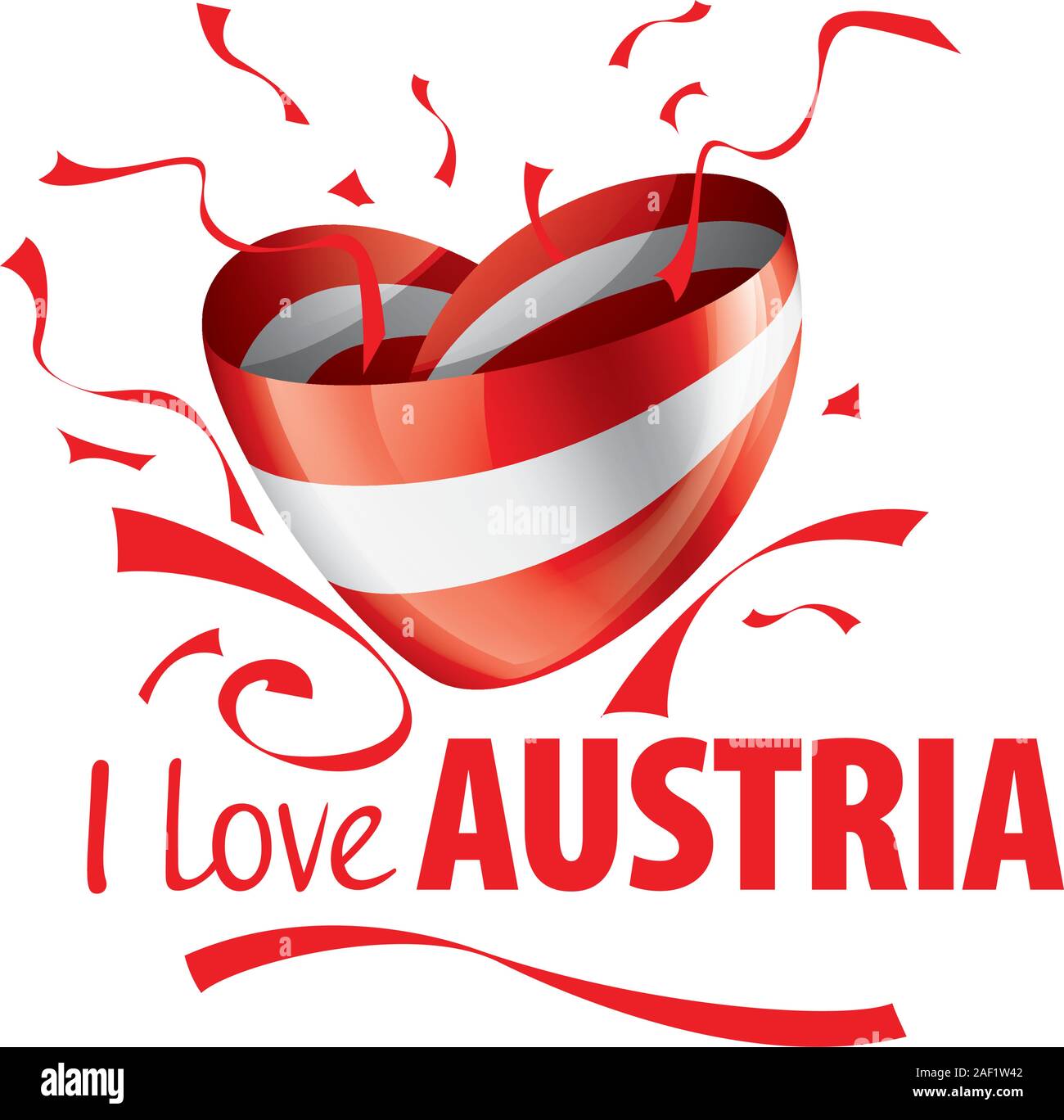 Die Flagge der Österreich und die Inschrift ich Österreich liebe