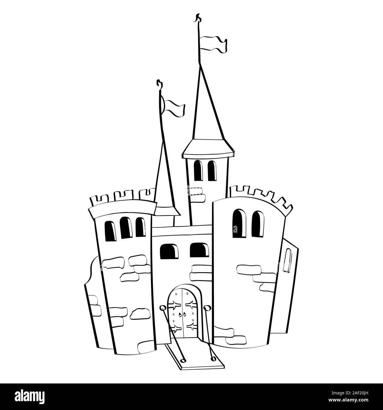 Mittelalterliche Burg. Hand Skizze gezeichnet Stock-Vektorgrafik - Alamy