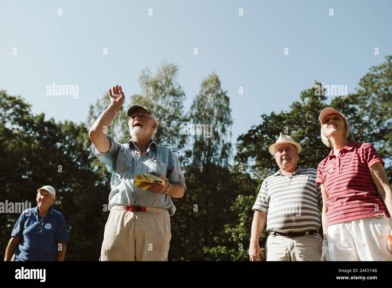 Gruppe von älteren Menschen suchen Stockfoto