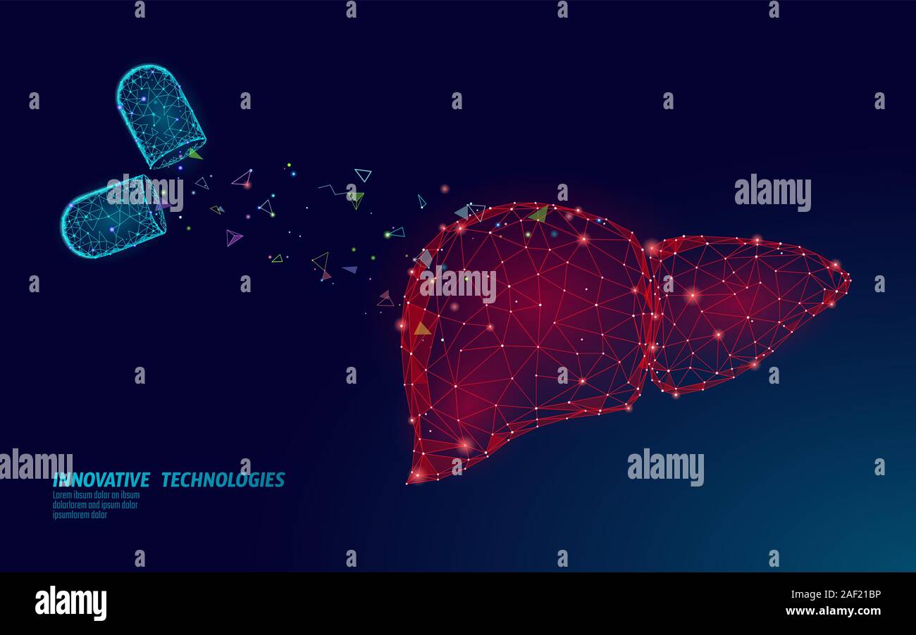 3D-Medizin Leber medizinische Behandlung. Hepatitis Warnung die menschliche Gesundheit Diagnose Leberzirrhose Organsystem. Medizinische Therapie Magen-Darm-Infektion Virus Stock Vektor