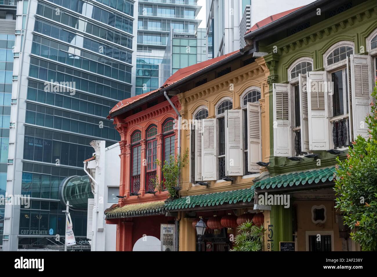 Singapur, Peranakan traditionelle Häuser, Emerald Hill Road Stockfoto