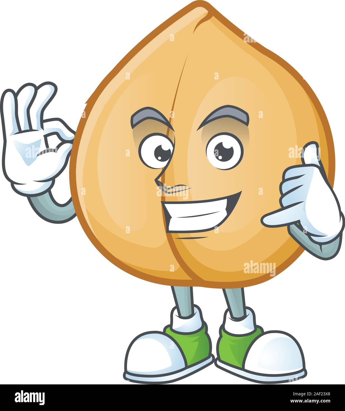 Rufen Sie mich an niedlichen Maskottchen Karikatur Kichererbsen Stil Stock Vektor