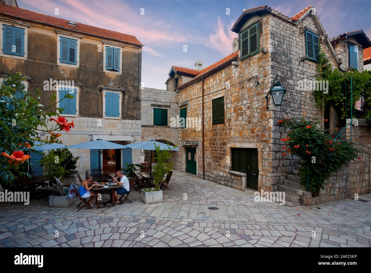 Restaurant in Stari Grad, Insel Hvar, Dalmatien, Kroatien Stockfoto