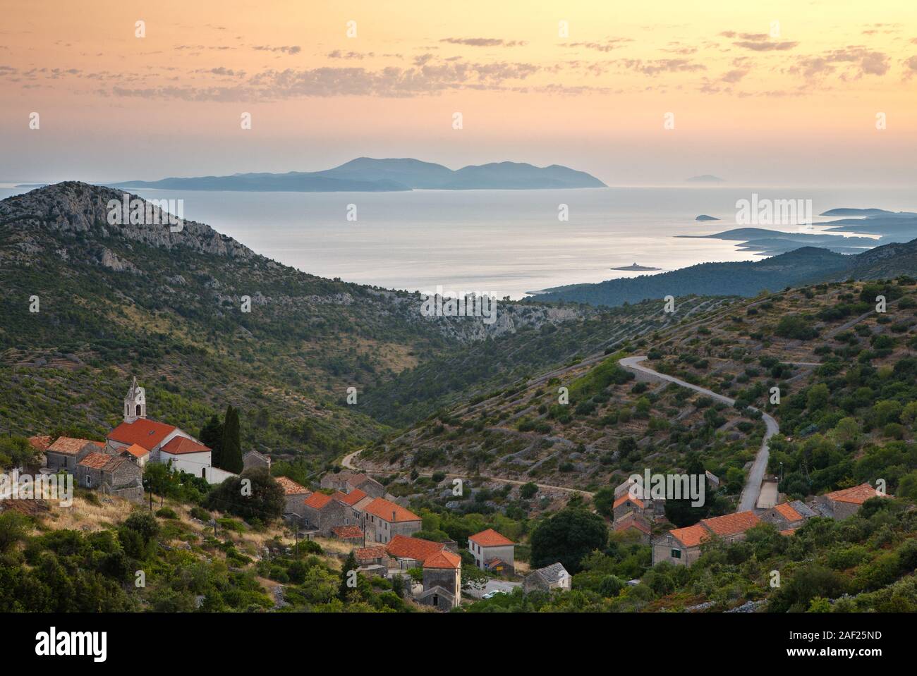 Velo Grablje Dorf auf der Insel Hvar, Dalmatien, Kroatien Stockfoto