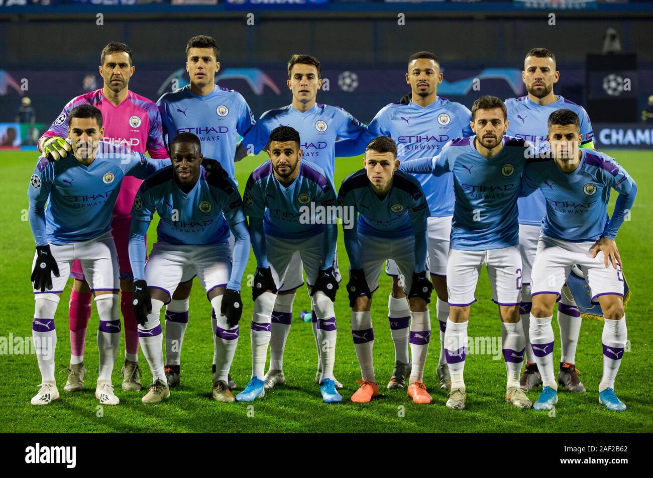 Zagreb, Kroatien. 11 Dez, 2019. Das Team von Manchester City Line-up. Credit: Nikola Krstic/Alamy leben Nachrichten Stockfoto