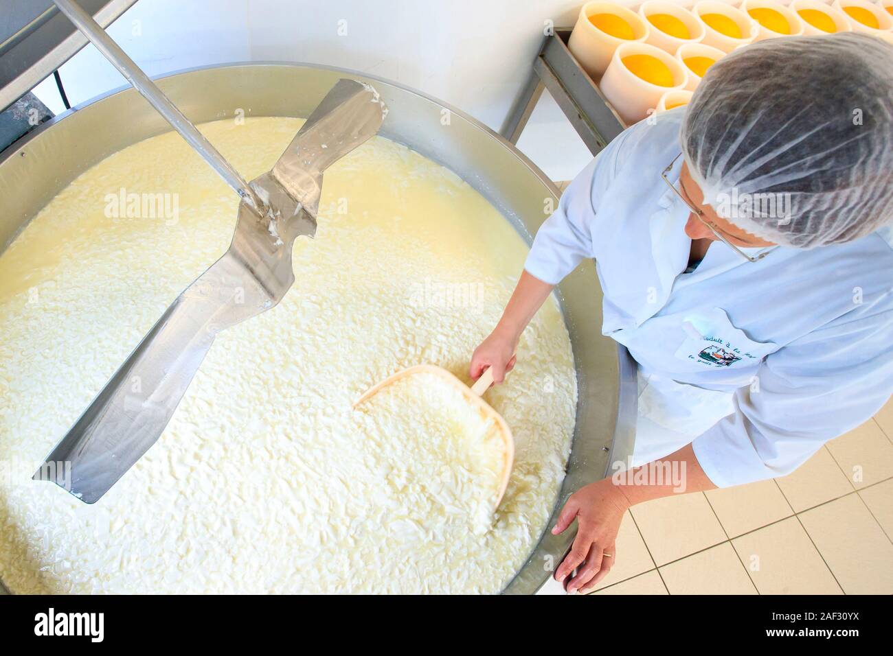 "La Fromagerie d'Isa", Bio Käse vom Bauernhof "Ferme du Wint" in Brunembert (Nordfrankreich). Marke "Valeurs Parc naturel regional" (Regionale N Stockfoto