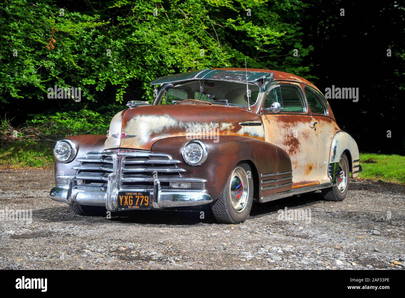 1947 Chevy Business Coupé mit schweren Patina Stockfoto