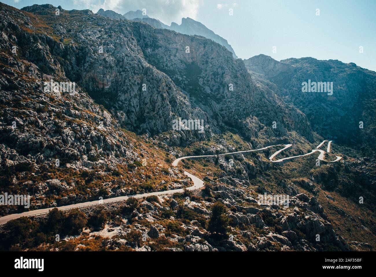 Sa Calobra Straße in Maloorca, Spanien, bevorzugter Ort für alle Fahrradfahrer Stockfoto