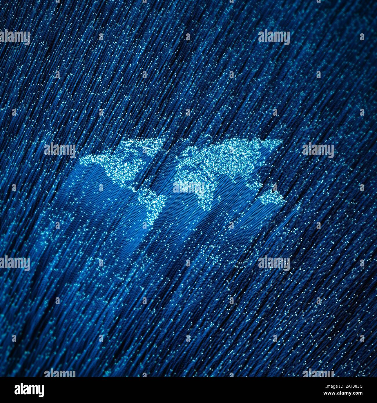 Lwl-Konzept Weltkarte/3D-Darstellung der glühenden optische Fasern bilden Karte von Welt Kontinente Stockfoto Lwl-Konzept Weltkarte/3D-Darstellung der glühenden optische Fasern bilden Karte von Welt Kontinente Stockfoto