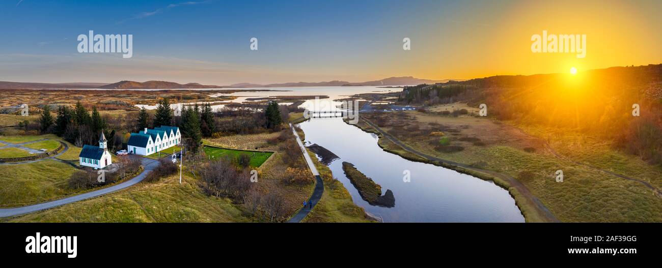 Visual des Mittelatlantischen Rückens, Almannagja, Weltkulturerbe der UNESCO, den Nationalpark Thingvellir. Stockfoto