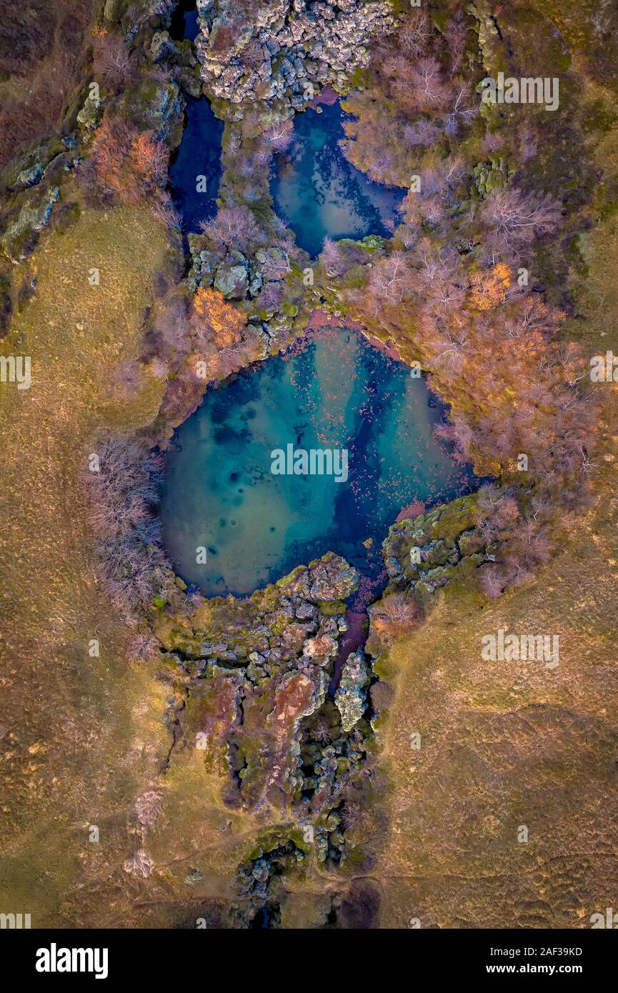 Flosagja rift-vulkanischen Feature bei Thingvellir Nationalpark, UNESCO-Weltkulturerbe, Island. Stockfoto