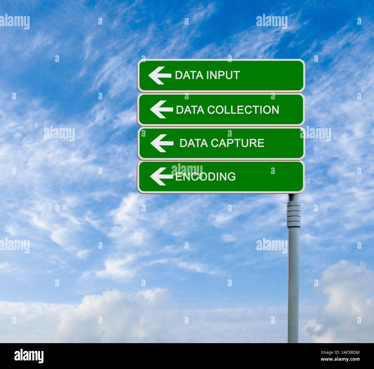 Richtung Straße zur Dateneingabe Stockfoto