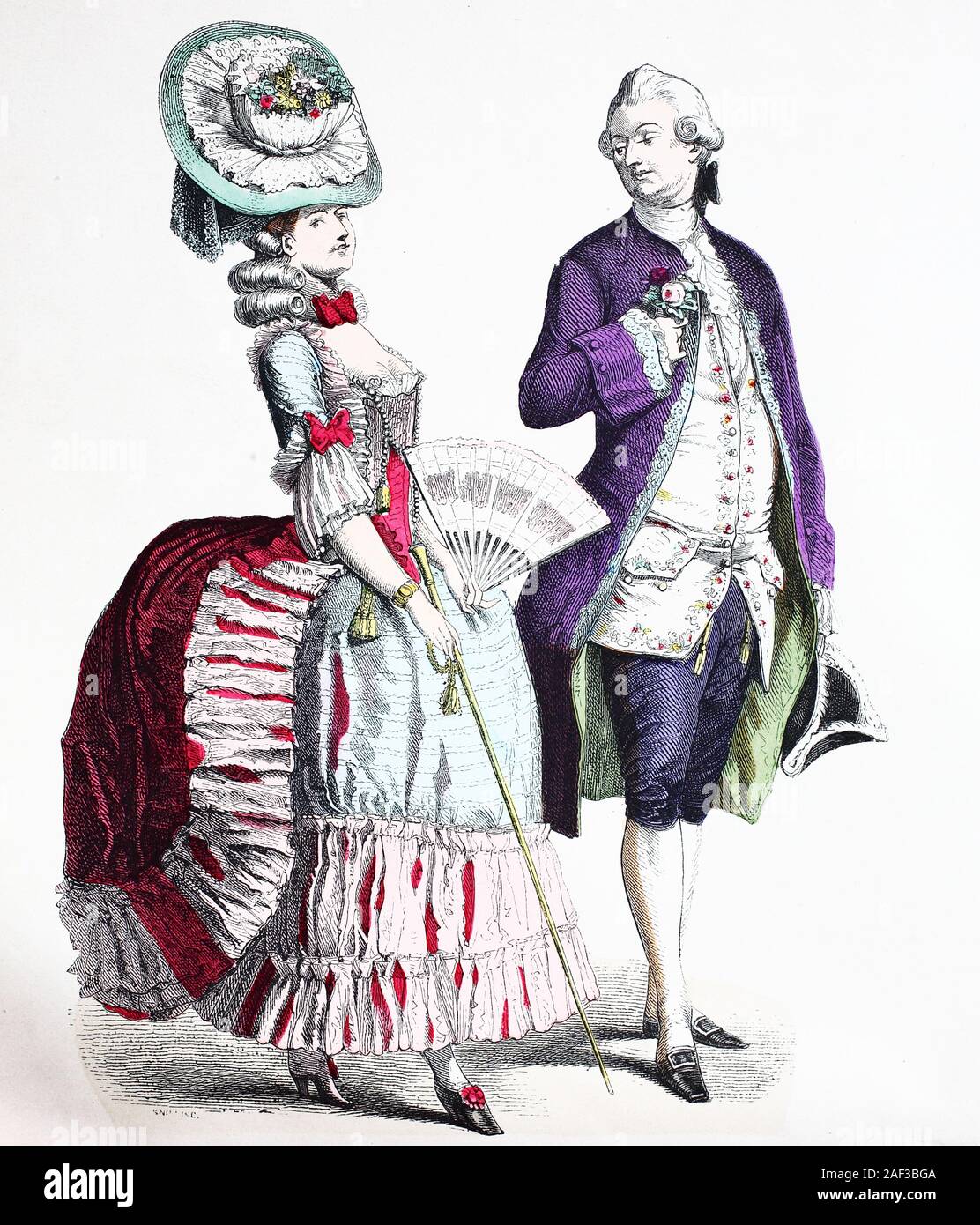 Nationale Kostüm, Kleidung, Geschichte der Kostüme, französischen nationalen Kostüm, ca. 1780, Volkstracht, Kleidung, der Kostüme, französische Tracht, ca 1780. Stockfoto