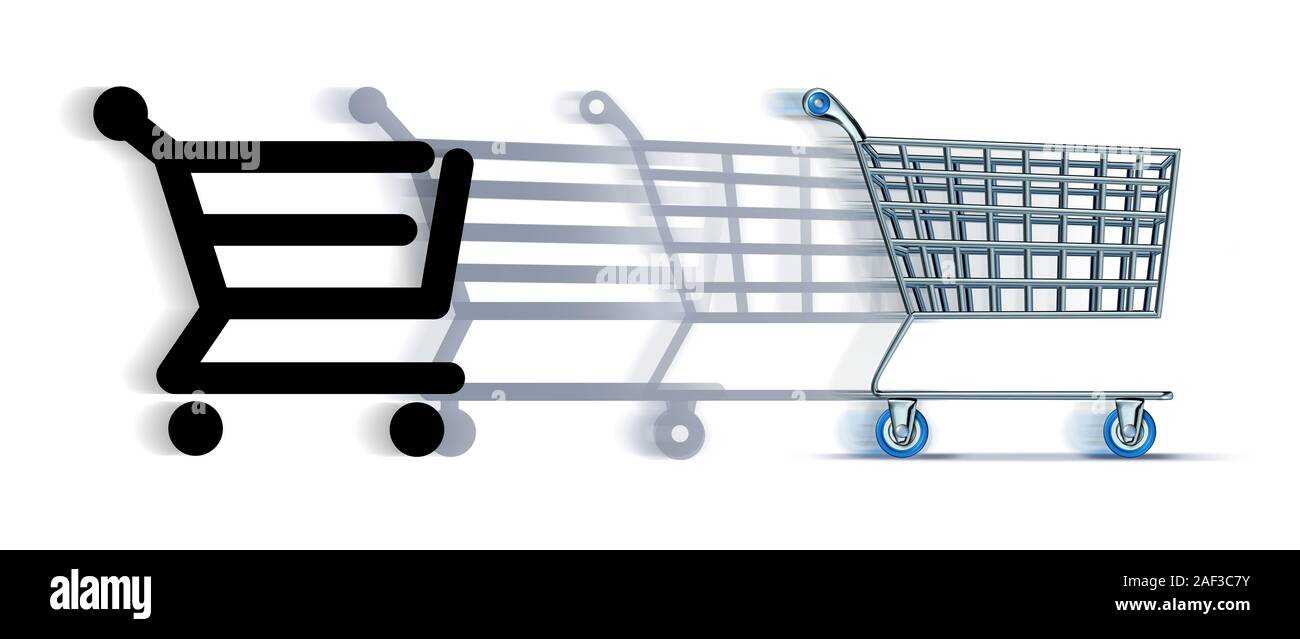 Online Commerce Shopping oder Internet commerce Veränderung und des Übergangs zum Kauf Kauf im Web zu machen Umsatz aus Backstein und Mörtel auf Offline. Stockfoto