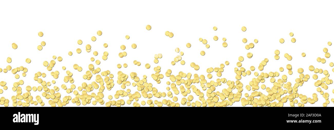 Vektor panorama Abbildung: Gold farbigen Konfetti mit Gratis-Platz für Text zu Karneval, Silvester oder Party time auf weißem Hintergrund Stock Vektor