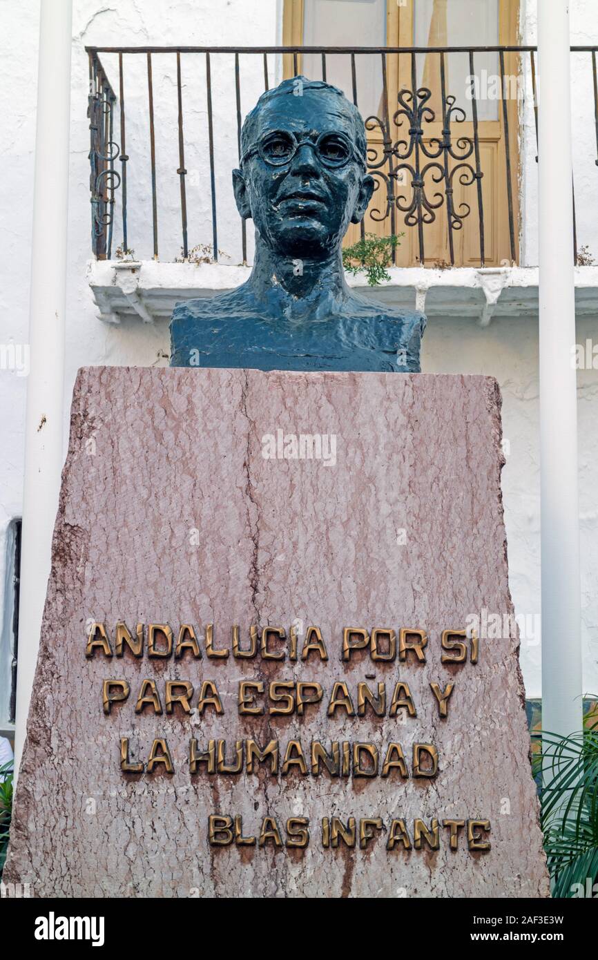 Büste von Blas Infante Pérez de Vargas, 1885-1936, andalusischen Politiker, als der Vater der andalusischen Nationalismus bekannt. Casares, Provinz Malaga, Anda Stockfoto