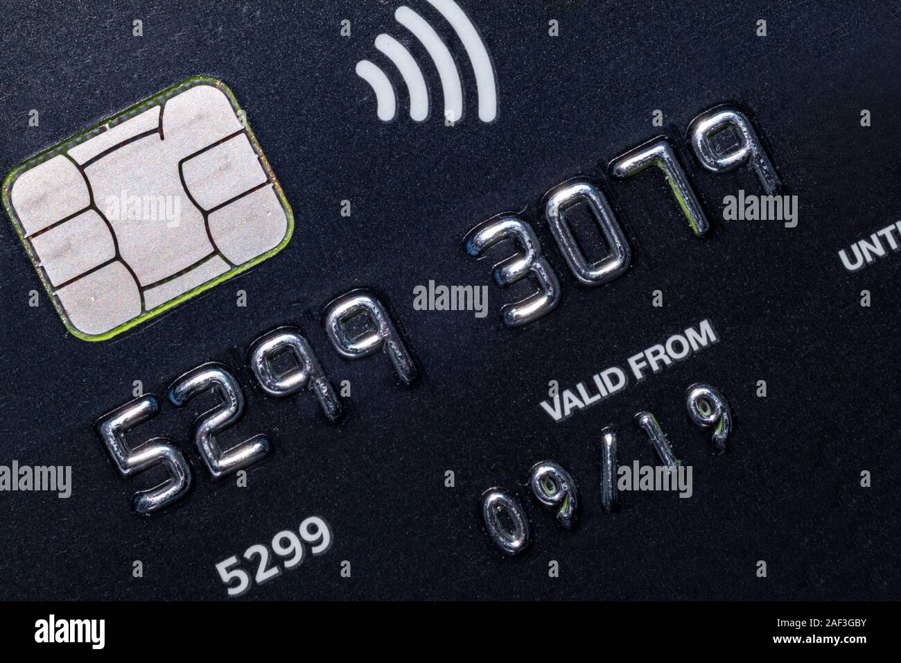 Nahaufnahme einer Kreditkarte Vorderseite Stockfoto