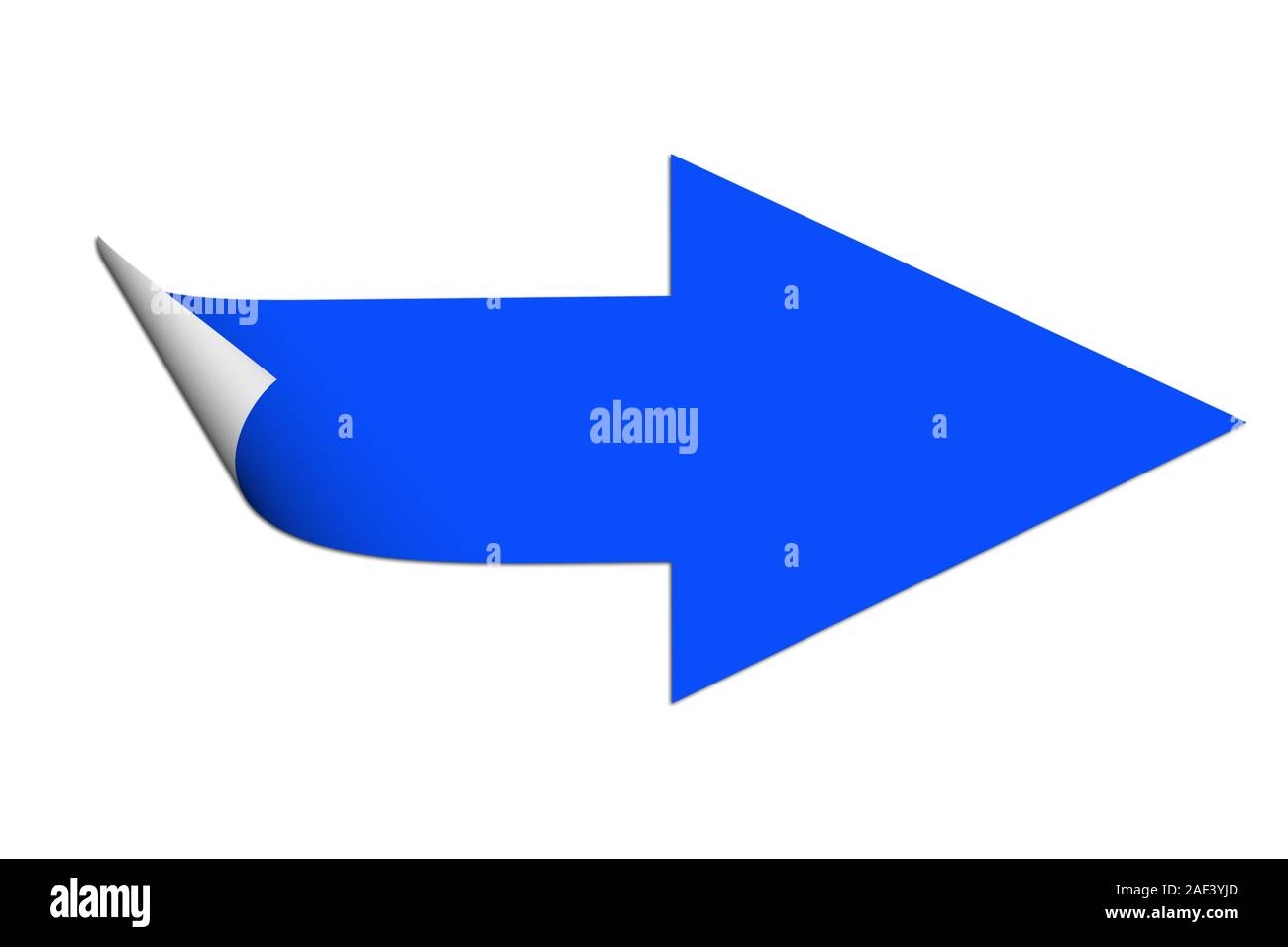 Blaue Pfeil rechts, vor weißem Hintergrund Stockfoto