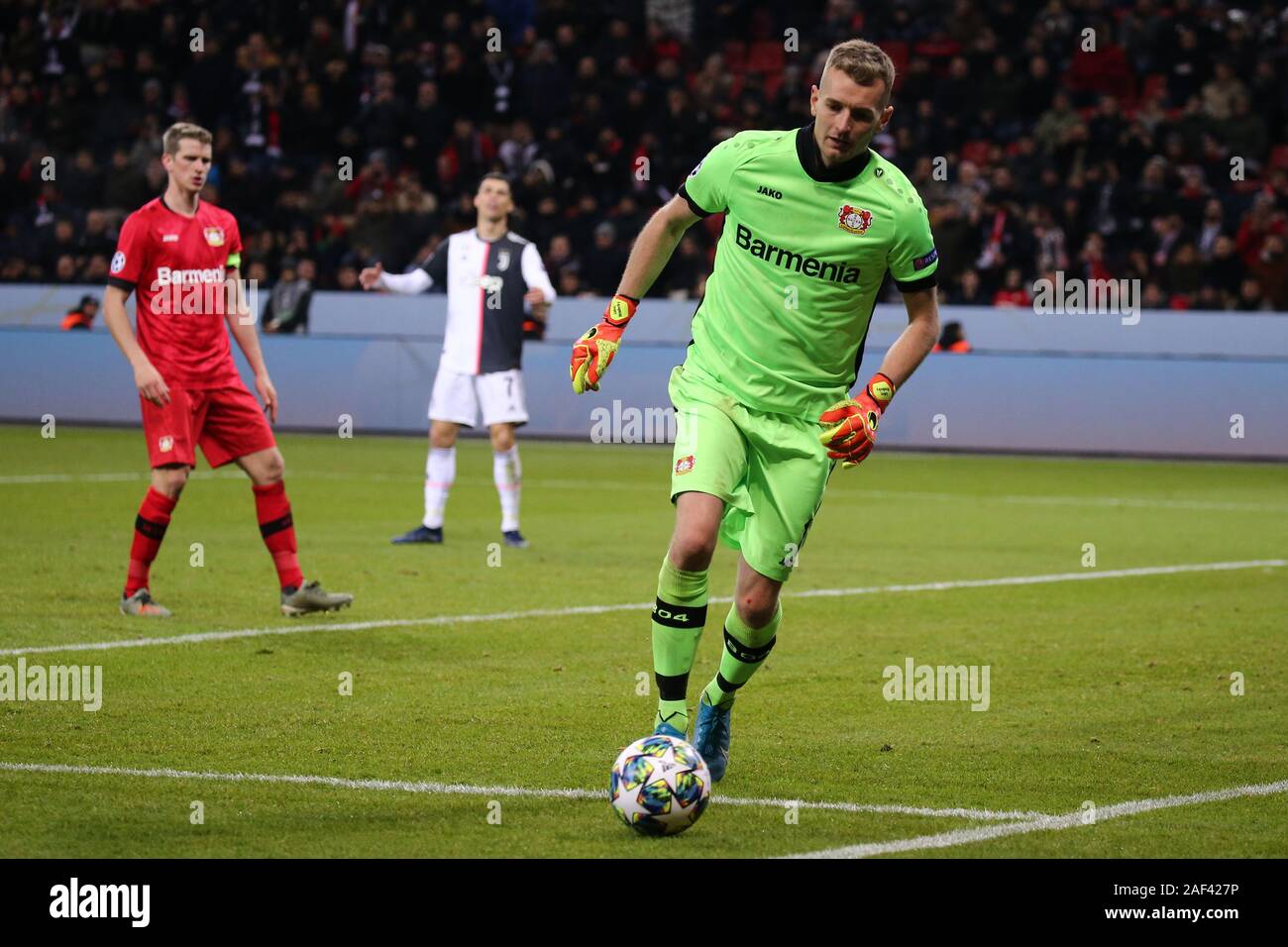 Leverkusen, Deutschland. 11. Dezember 2019. Uefa Champions League 2019-20 Gruppe D Lukas Hradecky von Bayer Leverkusen. Stockfoto