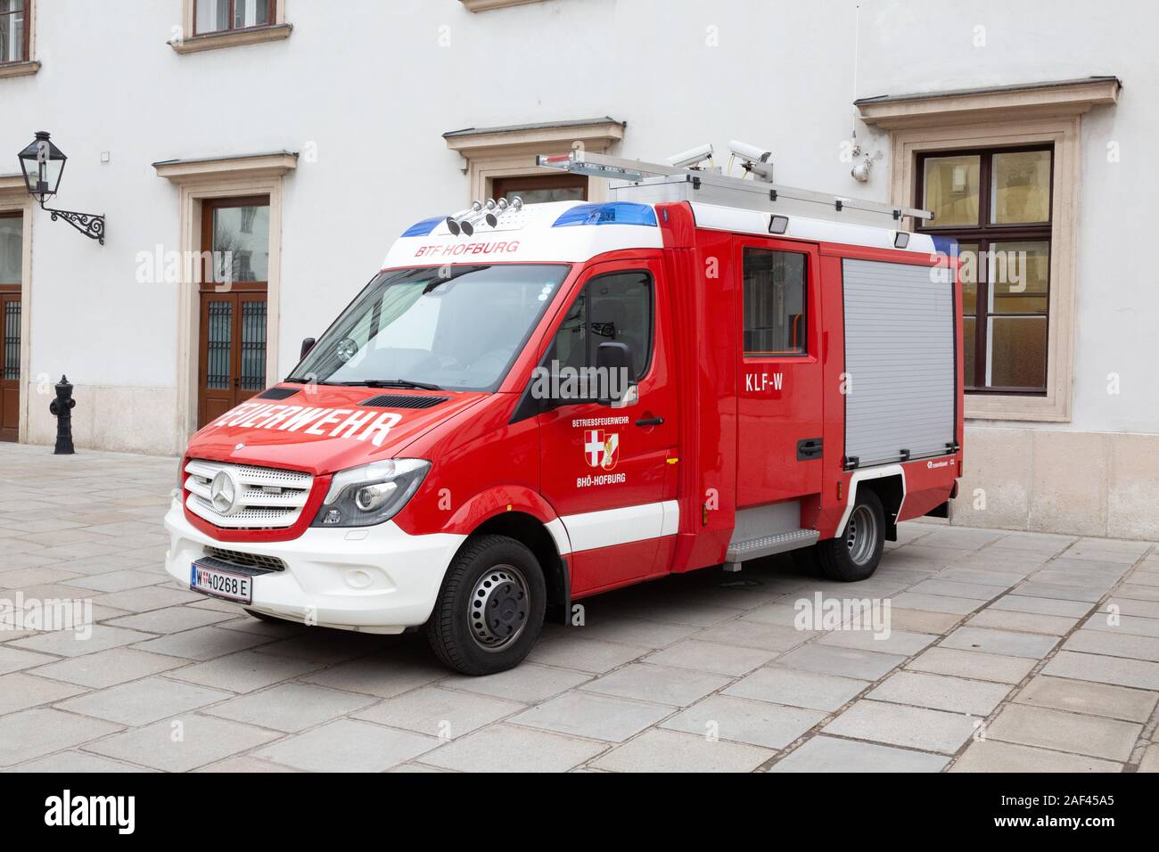 Ein BTF Hofburg Feuerwehrauto oder Tender, Teil der Wiener Feuerwehr; Wien Österreich Stockfoto