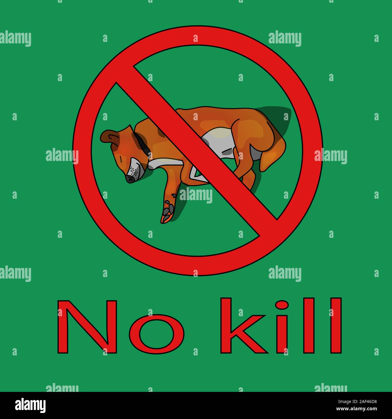 Toten Hund auf dem Plakat für die Welt der Tiere. No Kill. isolierte Lager Vector Illustration Stock Vektor