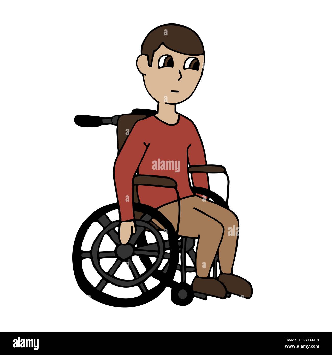 Weißer Mann in einem Rollstuhl. Isolierte cartoon Vektor illustration Stock Vektor