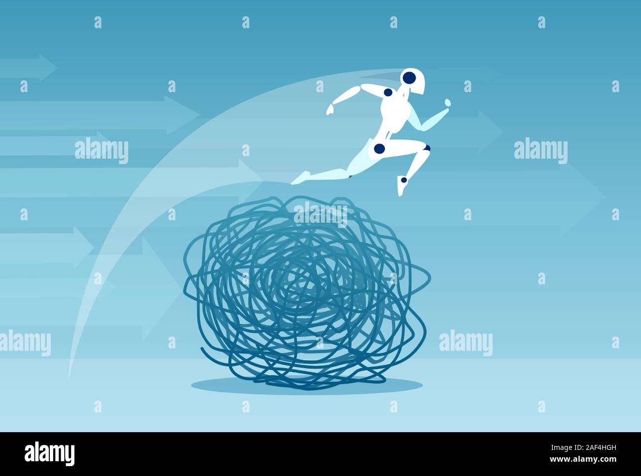 Vektor eines Roboters Überwindung komplexer Probleme, die schnelle Lösungen Stock Vektor
