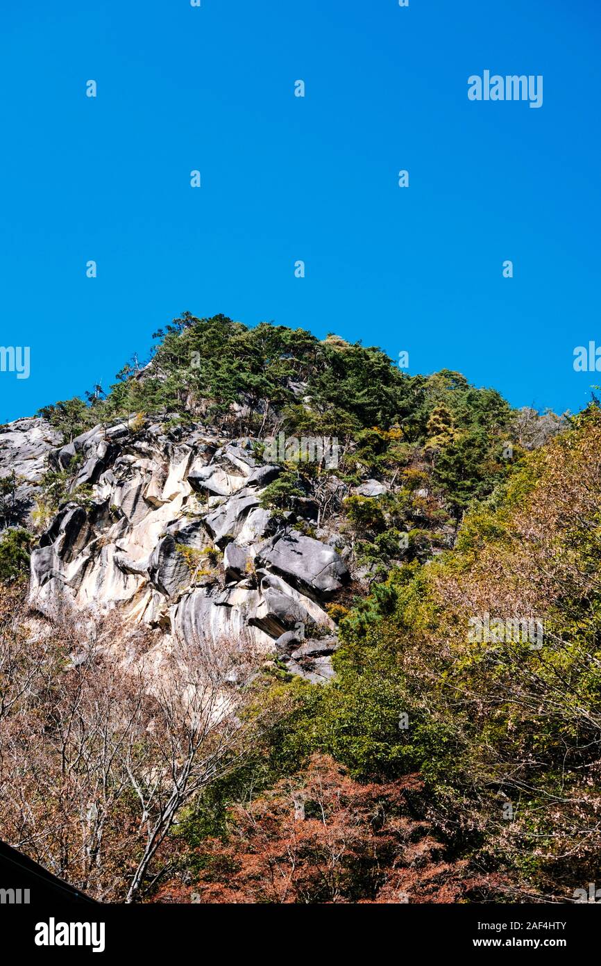 Spektakuläre Felsformationen an Shosenkyo Schlucht, Yamanashi Präfektur, Japan Stockfoto