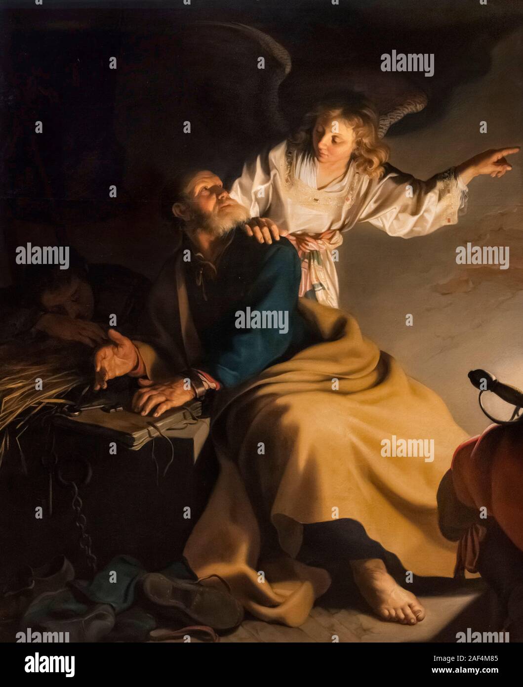 Die Befreiung von St. Peter durch das Studio von Gerrit van Honthorst (1592-1656), Öl auf Leinwand, 1625 Stockfoto