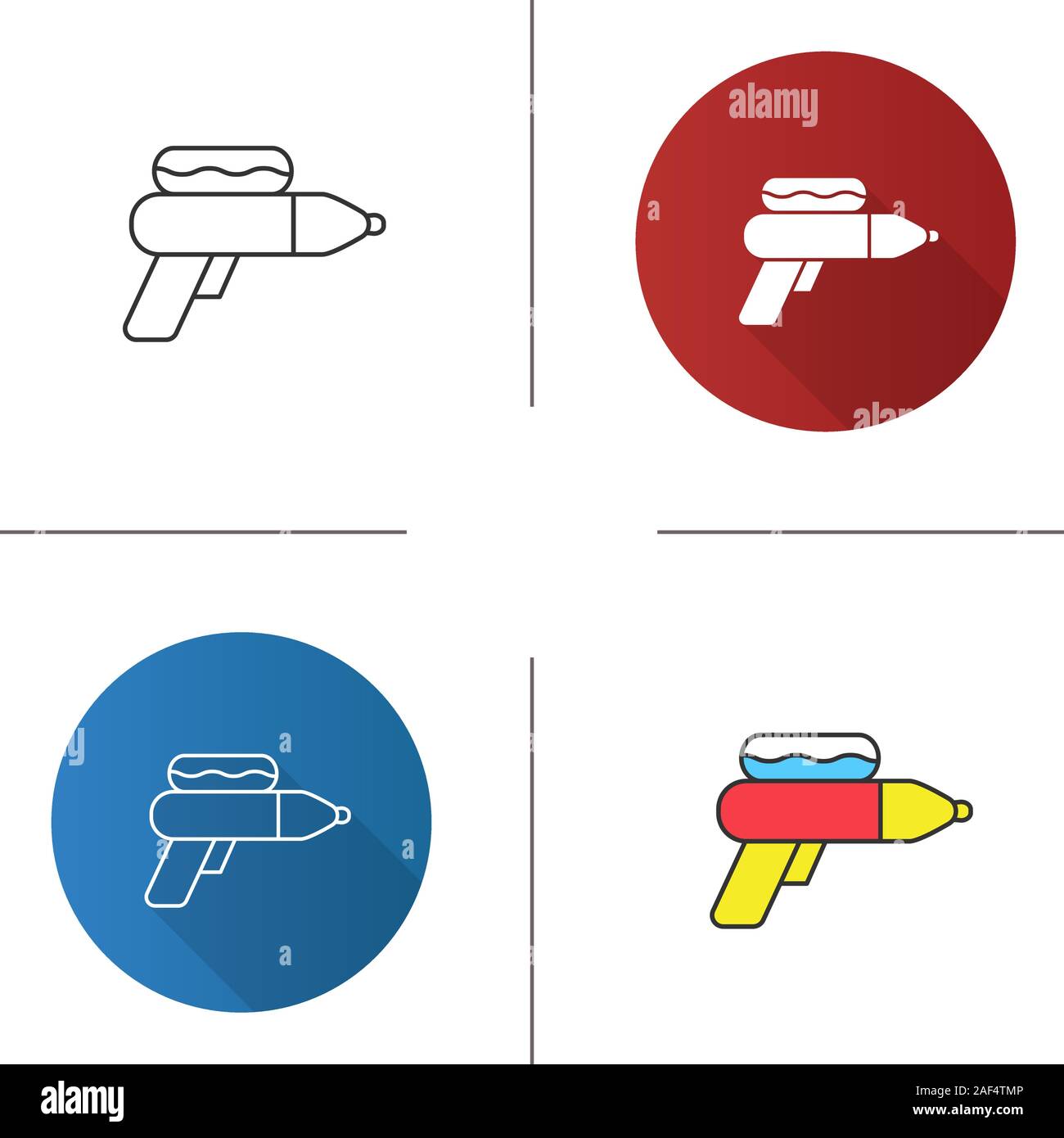 Wasserpistole Symbol. Flache Bauweise, lineare und Farbe Stile. Isolierte Vektorgrafiken Stock Vektor