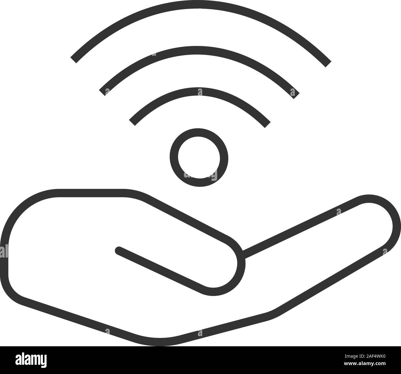 Hand mit Wi-fi Zeichen lineare Symbol. Kostenloser Internetzugang. Dünne Linie Abbildung. Wlan-Verbindung. Kontur Symbol. Vektor isoliert Maßbild Stock Vektor