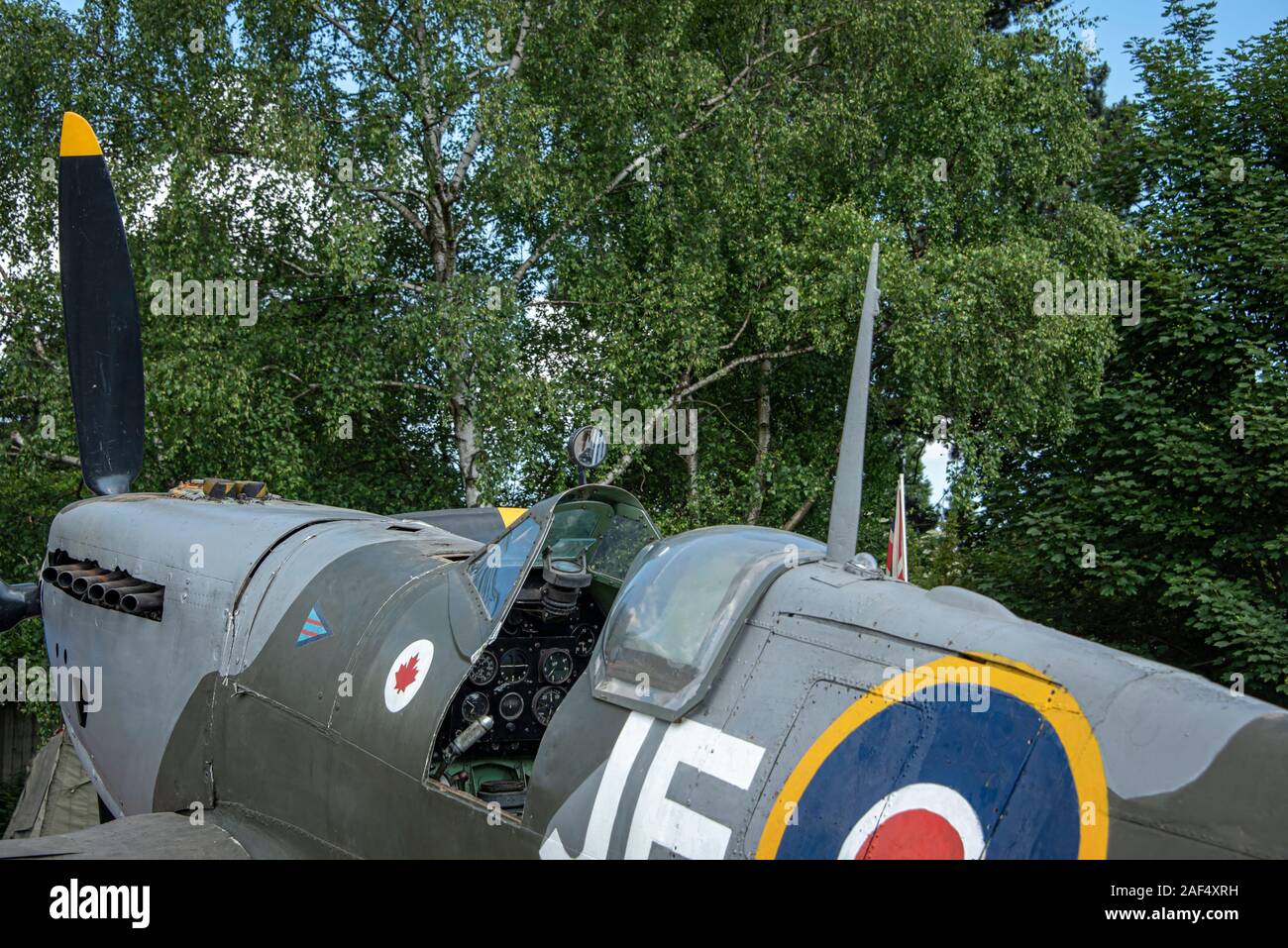 UK, Loughborough, LEICESTERSHIRE - JUNI 2018: Spitfire Mk. IX, Seriennr. EN 398, JE-J persönliche Flugzeug von W/Cdr Johnnie Johnson, kommandierender Offizier der Ke Stockfoto