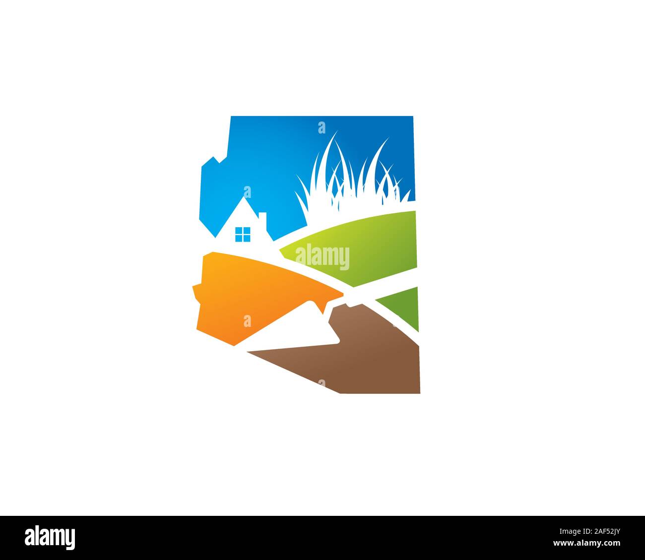 Arizona Karte mit Tal Anlage Haus und Kelle Stock Vektor