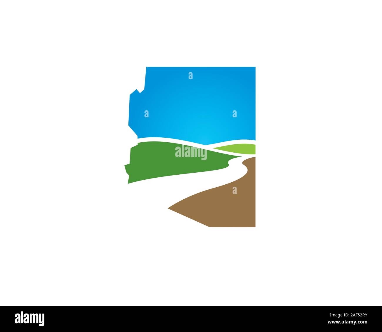 Arizona Karte mit Tal und den Fluss schildert Innen Stock Vektor