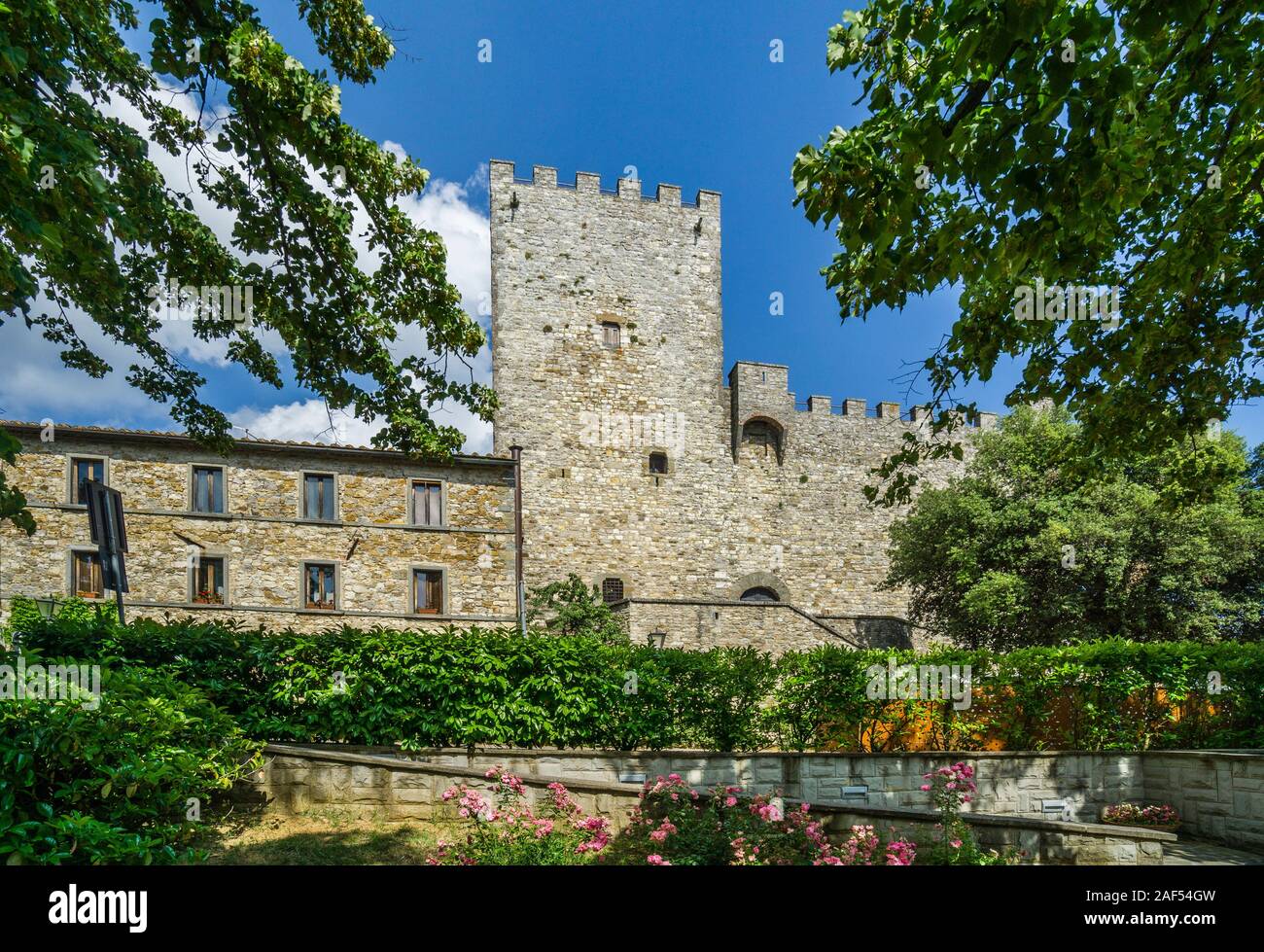 Blick auf die restaurierte 15. Jahrhundert Rocca von Castellina, die Festung ist heute das Archäologische Museum von Siena Chianti, Castellina in Chianti Stockfoto