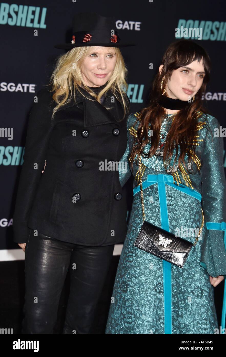 WESTWOOD, CA - 10. Dezember: Rosanna Arquette (L) und Zoë Bleu Sidel eine spezielle Siebung der Liongate's 'Bombe' teilnehmen im Regency Dorf Theater am Dezember 10, 2019 in Westwood, Kalifornien. Stockfoto