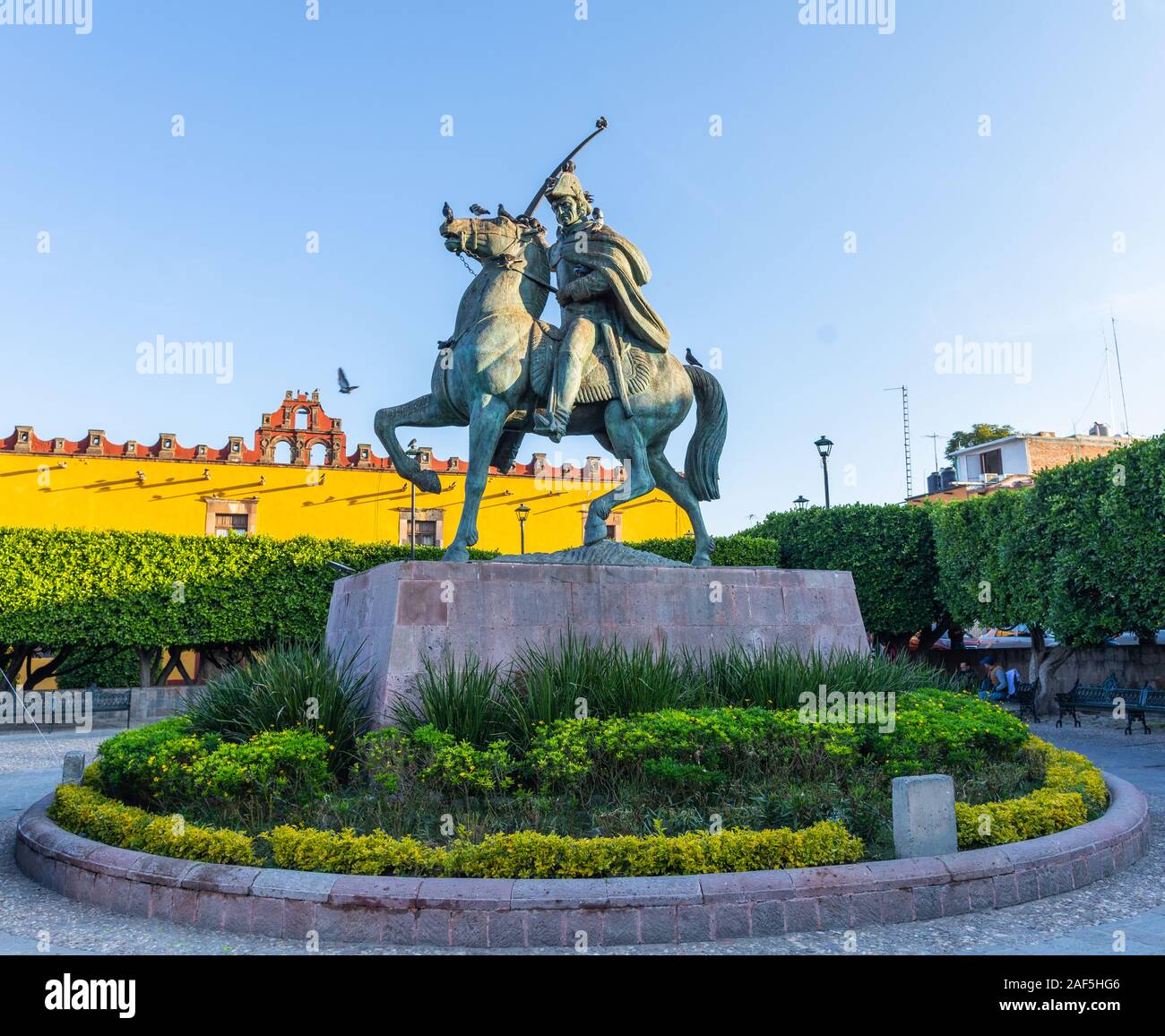 Statue der mexikanischen Unabhängigkeit Held Ignacio Allende in San Miguel de Allende, Guanajuato, Mexiko Stockfoto
