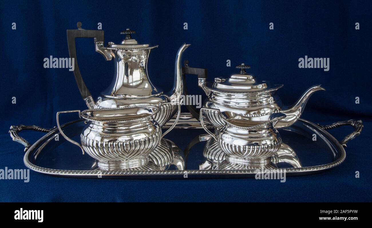 Englisch Silber Kaffee Set, 19. Stockfoto