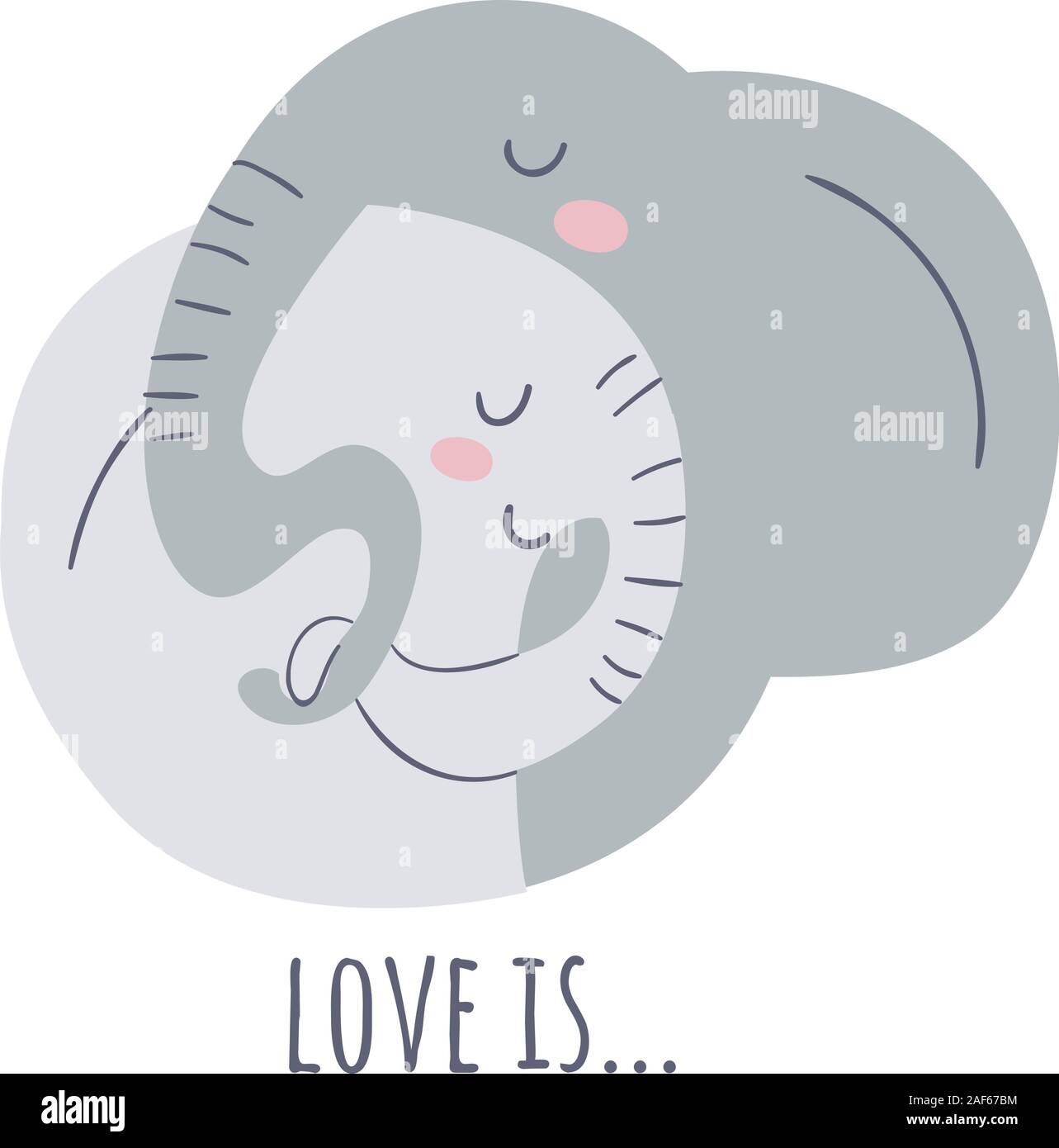 Liebe Vector Logo mit ein paar niedlichen Elefanten Stock Vektor