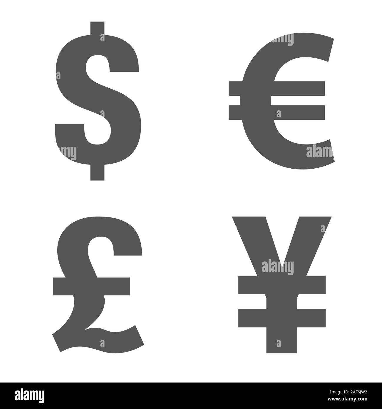 Symbol "Währung". Geld unterzeichnen. Euro, Dollar, Yen, Pfund. Vector Illustration. Flat Style. EPS 10. Stock Vektor