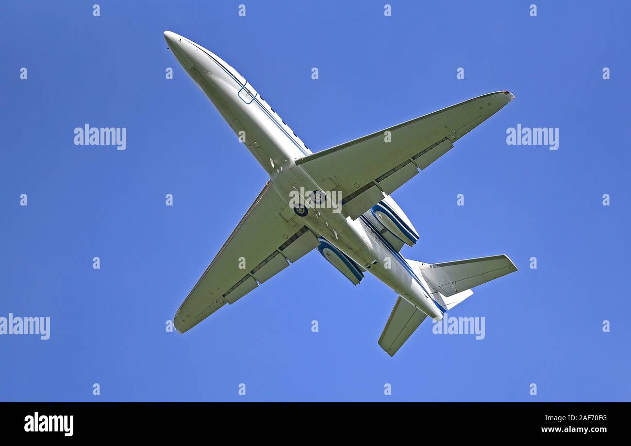 Eine Cessna Citation Sovereign 680 fährt von Inverness oder seinen Weg nach Süden zu seiner Home Base in Hannover in Deutschland. Stockfoto